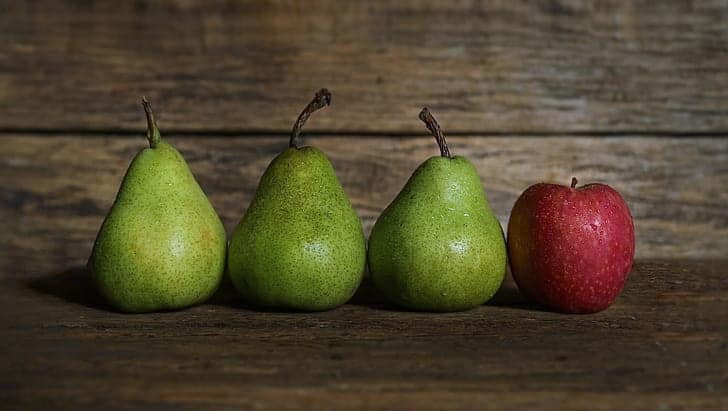three pears and an apple