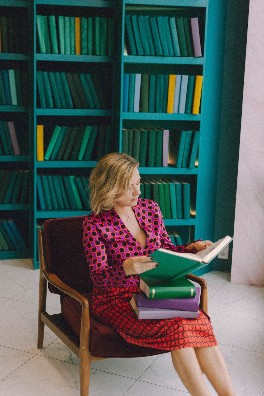 woman reading a book
